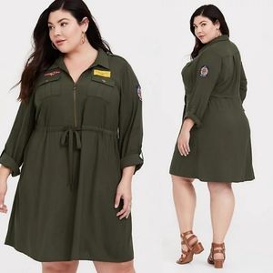 HP 🏆 Torrid Captain Marvel Patch Shirt Dress 2X